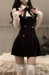Lunivop  Preppy Style Fake Two Piece Womens Short Dresses Casual Bow Tie Japanese JK Lolita Dress Female Summer Party Dresses