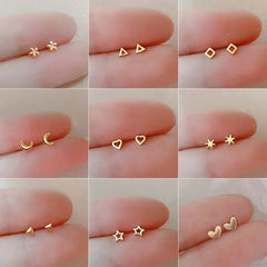 Lunivop  Needles Gold Color Simple Small Butterfly Stud Earrings for Women Hypoallergenic Daily Wear Ear Girls Pierc Gifts