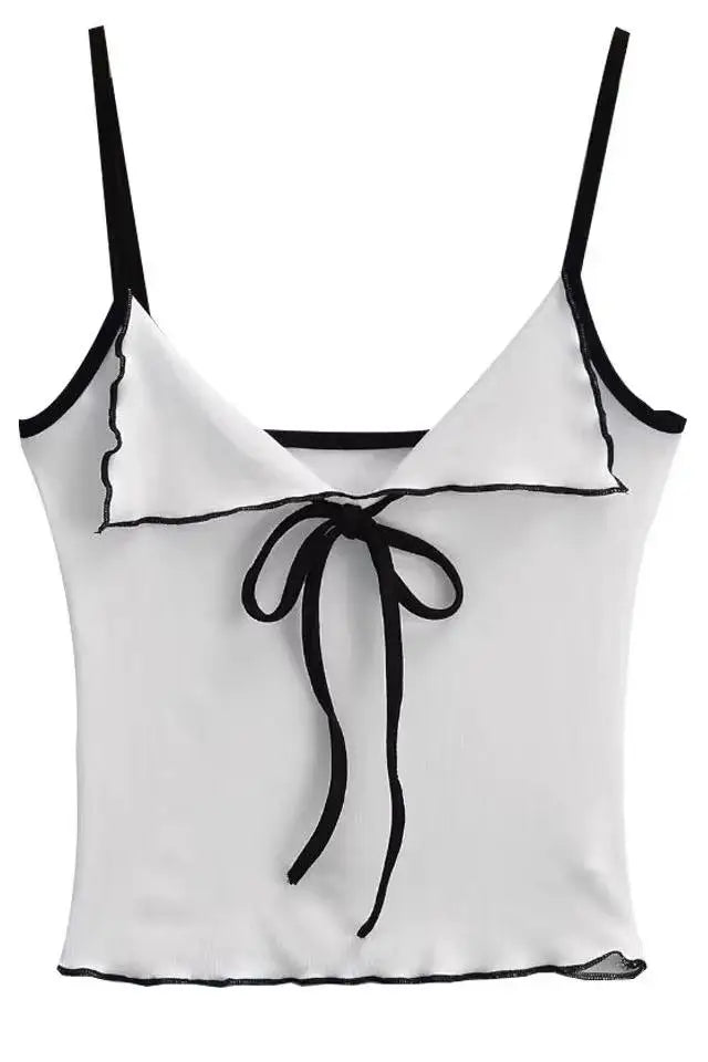 Lunivop Y2K Cami Top with Bow Knot Front Spaghetti Strap Crop Tank Top Summer Women Shoujo Girl Top Outfit