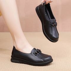 Lunivop  Genuine Leather Women Flat Shoes With On Casual Ballet Flats Female Comfortable Wedge Shoes Retro Mom Single Shoes