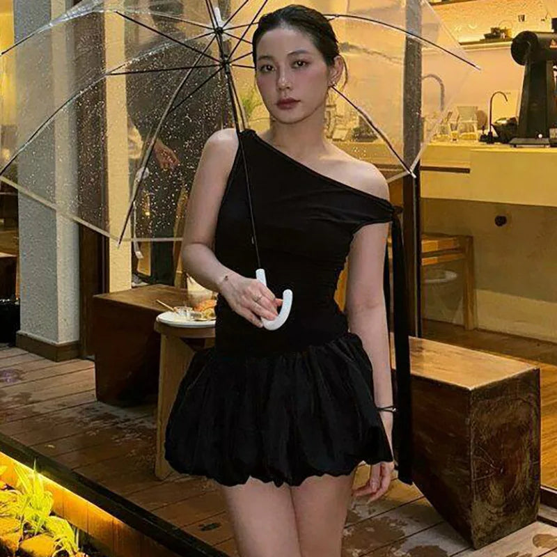 Lunivop Asymmetrical Knotted Sleeveless Bodysuit Short Ball Skirt Women'S Sets Korean Casual Clothing Elegant Y2K Ladies Clothes