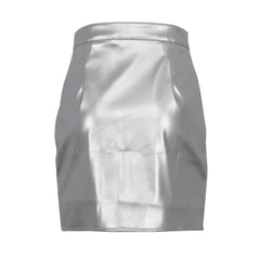 Lunivop Sliver Leather Mini Skirts for Women Fashion High Waist Bodycon Short Skirt Autumn Winter Casual Basic Y2K Skirt 2024 Streetwear