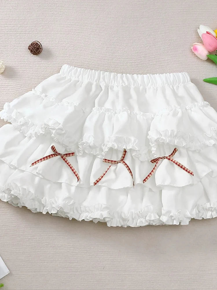 Lunivop  Cute Bow Mini Skirt Women Sweet Fashion High Waist Japan A Line Skirts Casual Chic Summer Female Kawaii Cake Skirt New