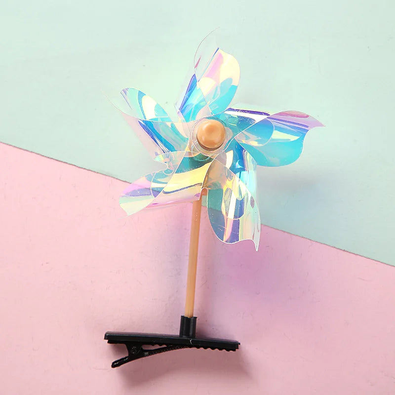 Lunivop  5pcs Women's Multicolor Windmill Hair Clips Cute And Sweet Windmill Plastic Hairpin For Graduations Kindergartens Festival Pins