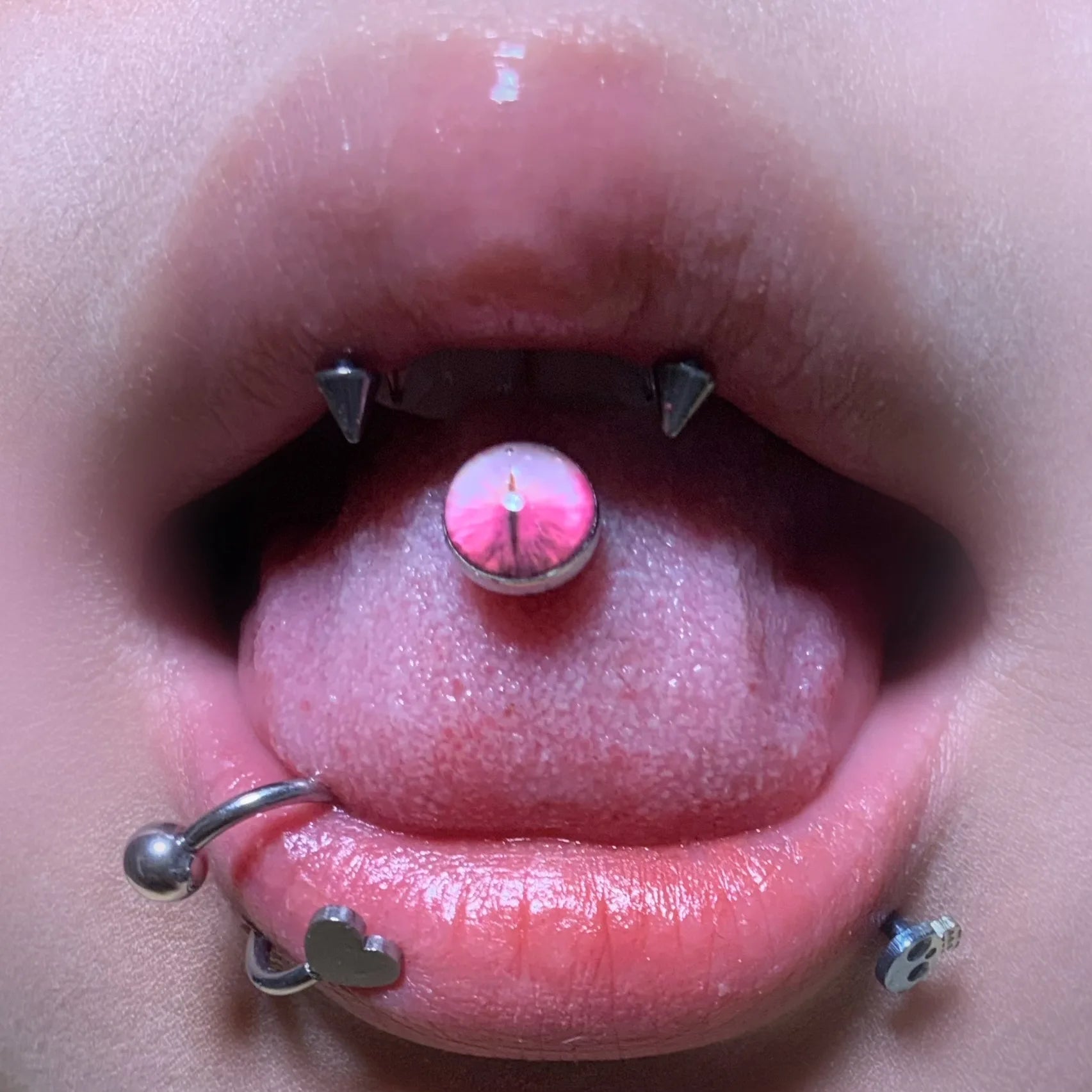 Lunivop Flowering Smudges Magic Eyes Tongue Stud Helix Piercing Sweet Punk stainless steel Tongue Ring Puncture Jewelry for Women