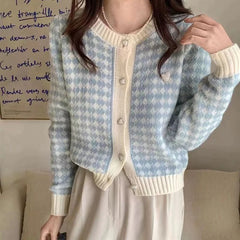 Lunivop Cute Heart Button Knit Cardigan for Women Heart-shape Embroidered Button-up Crop Sweater Jacket Teen-girl Kawaii Y2K Outfit