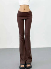 Lunivop  Spring/summer New Double Layered Flanging Sports Casual Pants Women's Spicy Girl Style Elastic Slim Micro Horn Pants T42Y