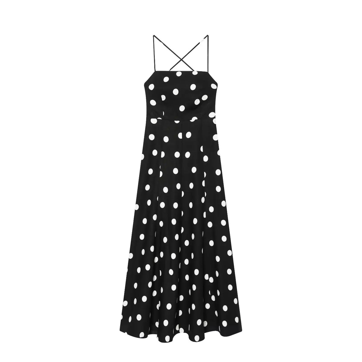 Lunivop  Retro Polka Dot Backless Halter Neck Women Dress Chic Sleeveless High Waist  Lace Up Maxi Dresses Lady Holiday Street Wears