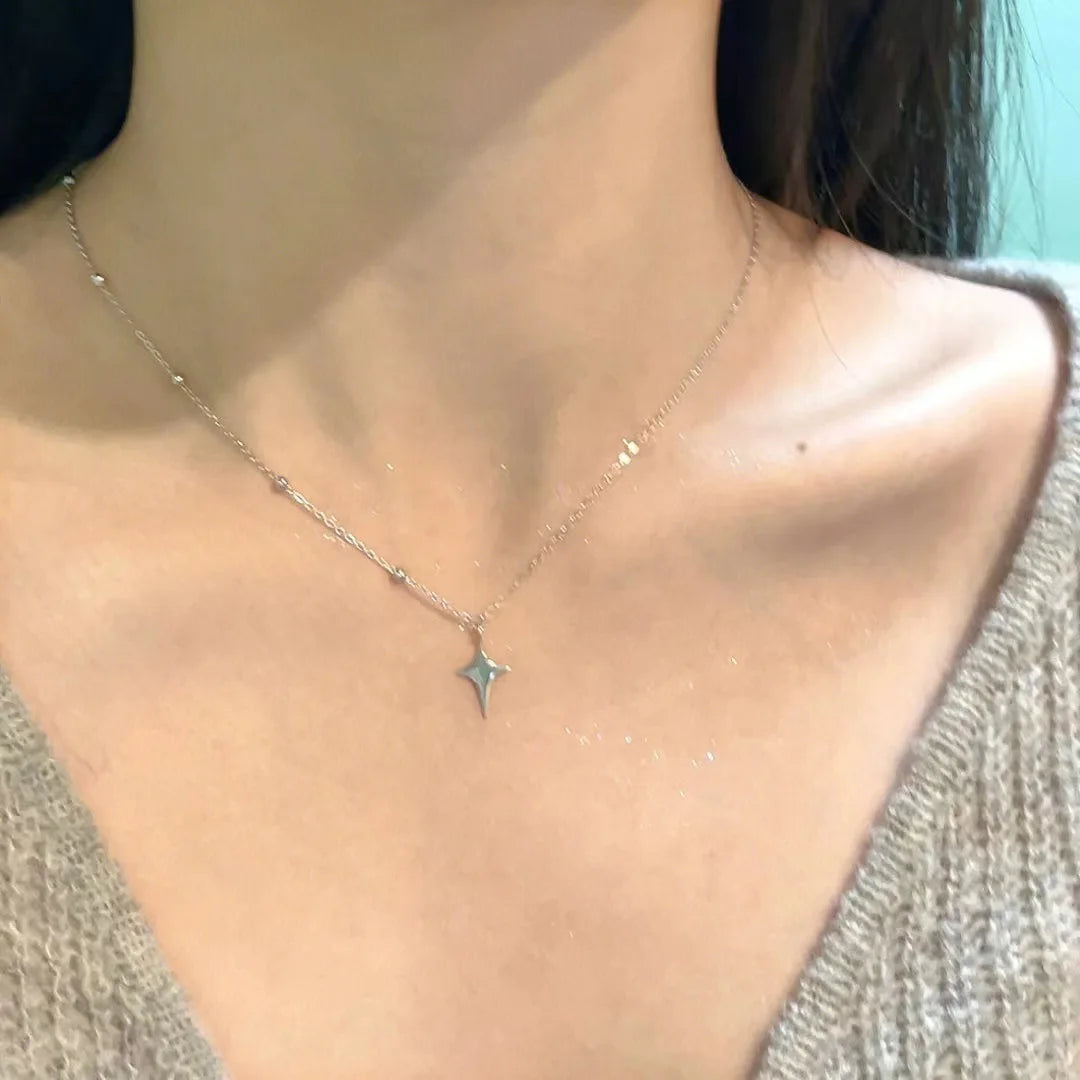 Lunivop Four-Pointed Star Pendent Necklace Simple Girl Clavicle Chain Trendy Girl Choker Fashion Jewelry