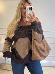 Lunivop  Women's Elegant Knitted Top Women Fashion Long Sleeve Shoulder Baring Sweater Pullover New Casual Loose Knitwear Tops ﻿