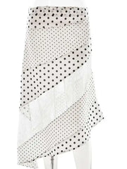Lunivop  Fantoye Patchwork Print Polka Dot See Through Lace Women Skirt White High Waist Long Skirt Female Summer Slim Casual Streetwear