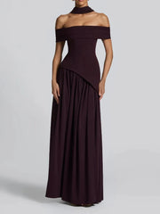 Lunivop  2000s European fairycore Elegant One Shoulder Solid Color retro Dress Fashionable Sexy backless High slit Women's Long Dress