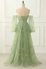 Lunivop  High Quality Sweetheart Floor Length Tulle Appliques Three Quarter Backless Zipper Up Green Robe Pour Mariage
