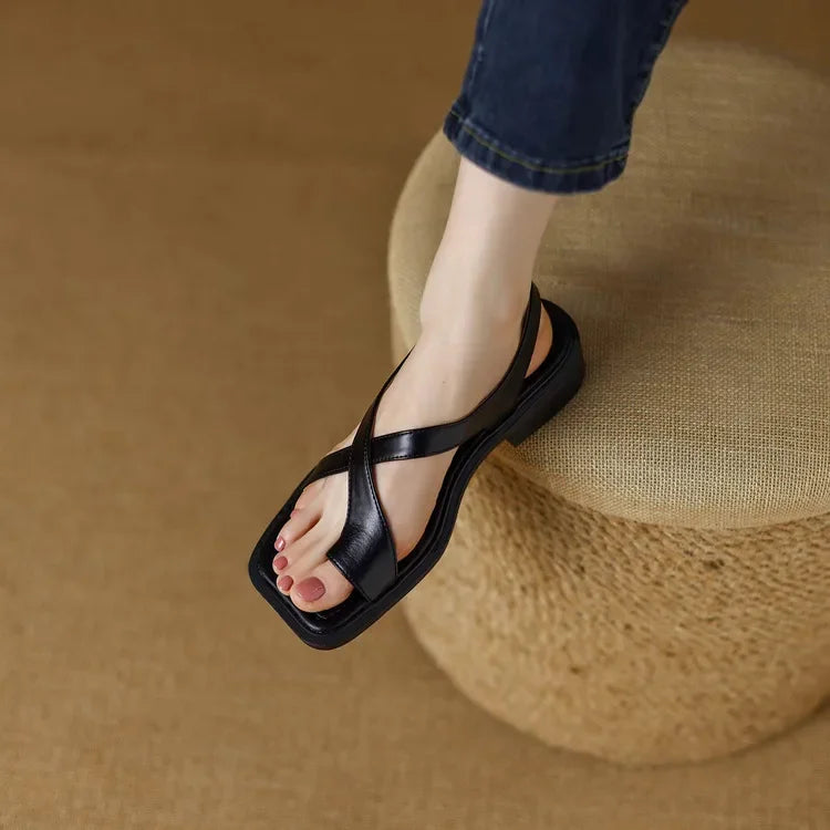 Lunivop  French Flat Toe Sandals Women's Summer New Arrival Brown Black Comfortable Roman Shoes Shoes for Women Platform Shoes