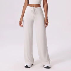 Lunivop  Activewear Women Wide Leg Pants Casual Cotton Yoga Pants With Pockets High Waist Drawstring Baggy Sweatpants Flare Leggings