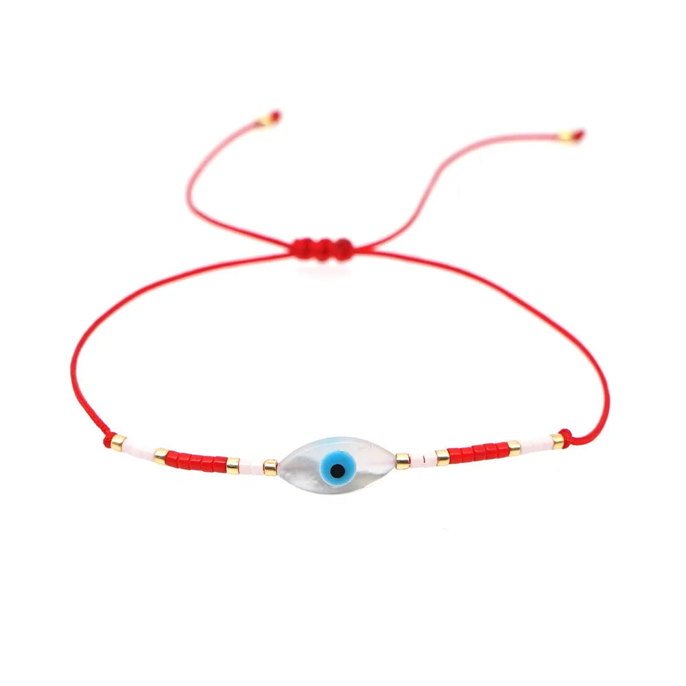 Lunivop Bohemia Lucky Evil Eye Shell Beaded Weaving Bracelet for Women Stacked Bead Bracelet Summer Beach Party Jewelry Gift