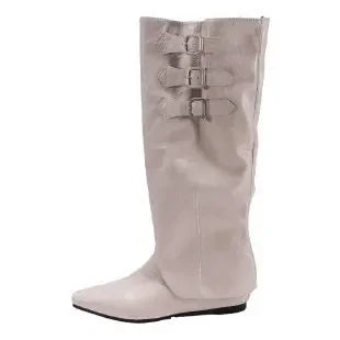 Lunivop Pointed Pleated Long Boots for Women New Autumn Trendy Designer Removable Boots Two Outfits Shoes Ladies Knee High Boots