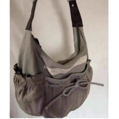 Lunivop   Sweet Cool Bow Canvas Shoulder Bags Women Vintage Drawstring Pocket Chic Casual Crossbody Bag Ladies Retro Messenger Bag Bolsos