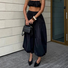 Lunivop  Retro Ladies Solid Color Trend Casual Middle Waisted Loose Fit Pleated Cotton Fluffy Lantern Pants Street Style New Bottoms