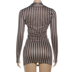 Lunivop  Striped 2 Piece Set Full Sleeve Single Breasted Shirts Top + Bodycon Mini Skirts Women Casual Streetwear Suits Party Clubwear