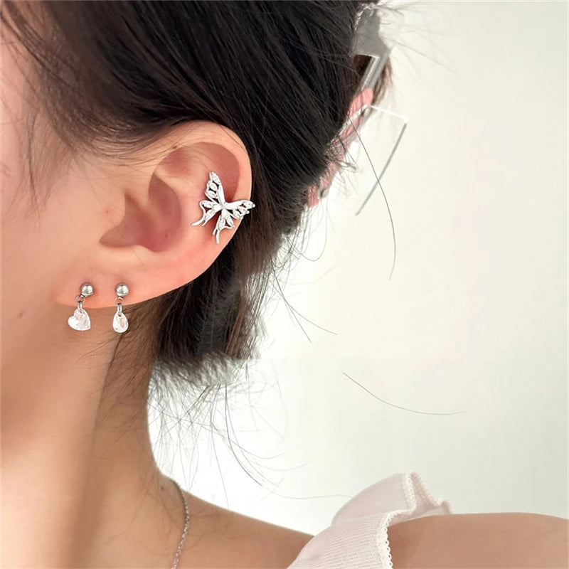 Lunivop 1PCS Love Heart Transparent Zircon Pendant Stainless Steel Ear Bone Nail New Trendy Screws Earrings Piercing Body Jewelry