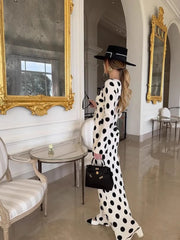 Lunivop  Summer Fashion Series New Women's Elegant Dress Long Tight Sexy Horn Sleeve Wave Point A Long Skirt Vacation Long Run