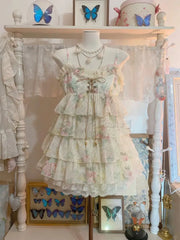 Lunivop  Y2k Sweet Lolita Floral Mini Dress Outfits Women Japanese Vintage Ruffle Dress High Waist Kawaii Cute Casual Dress Chic