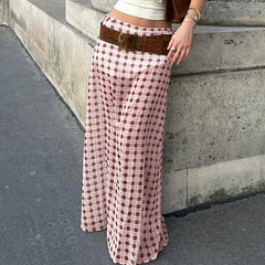 Lunivop  BKLD Autumn Retro Perspective Contrasting Half Skirt Plaid Printed Low-waisted Straight Skirts For Women Holiday Streetwear