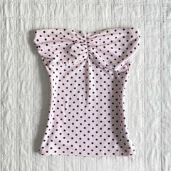 Lunivop  New Sweet Polka Dot Slim Waist Tanks Strapless Fresh All-match Sleeveless Camis Short Y2K Minority Punk Style Soft Tees