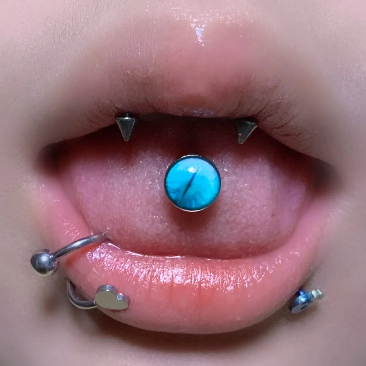 Lunivop Flowering Smudges Magic Eyes Tongue Stud Helix Piercing Sweet Punk stainless steel Tongue Ring Puncture Jewelry for Women