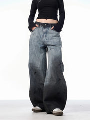 Lunivop  American Retro Washed Gradient Y2K Baggy Pants Women High Waist Bending Knife Pants Loose Wide Leg Floor-Length Pants Streetwear