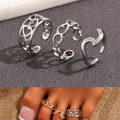 Lunivop  3PC Filled Toe Rings Set for Women 14K Gold Plating Adjustable Simple  Stainless Steel Spray Eagle Ring Summer Beach Jewelry