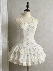Lunivop  Japanese Gothic Style Striped Bow Lolita Dress Women Lace Slim Bandage Shirt Dresses Y2k Aesthetics Party Mini Dresses Design