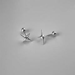 Lunivop Korean Trendy Simple Silvery Asterism Earrings for Women Exquisite Copper Studs Sweet Elegant Party Jewelry Friendship Gifts