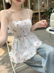Lunivop  Woman Camis Floral Printed Slash Neck Summer Fashion Slim Sweet Elegant Female Casual Tank Tops French Style Chic