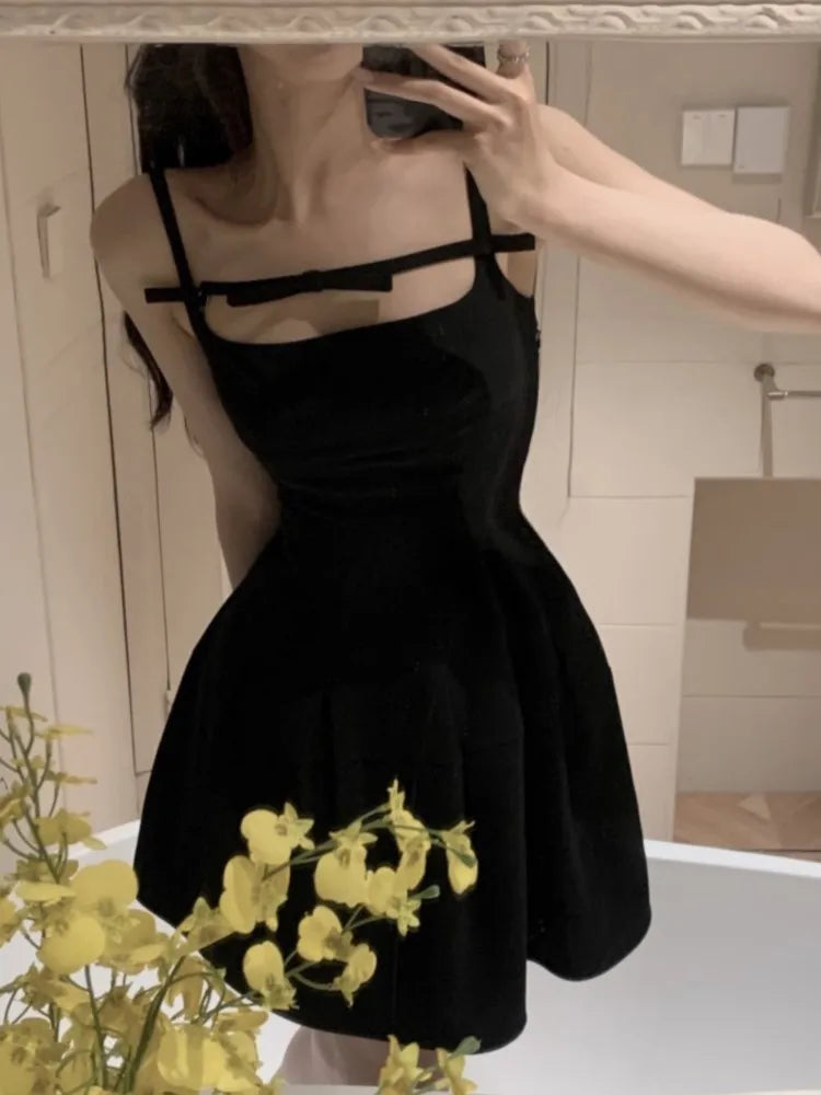 Lunivop  Summer Y2K Spaghetti Strap Evening Party Dresses Solid Elegant Sleeveless Sexy A-line Short Dress One Piece Vestido Mujer