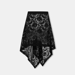 Lunivop Sexy Lace Black Skirts for Women See Through Vintage Boho Short Skirts Tulle Elegant Irregular Y2k Skirt Aesthetics