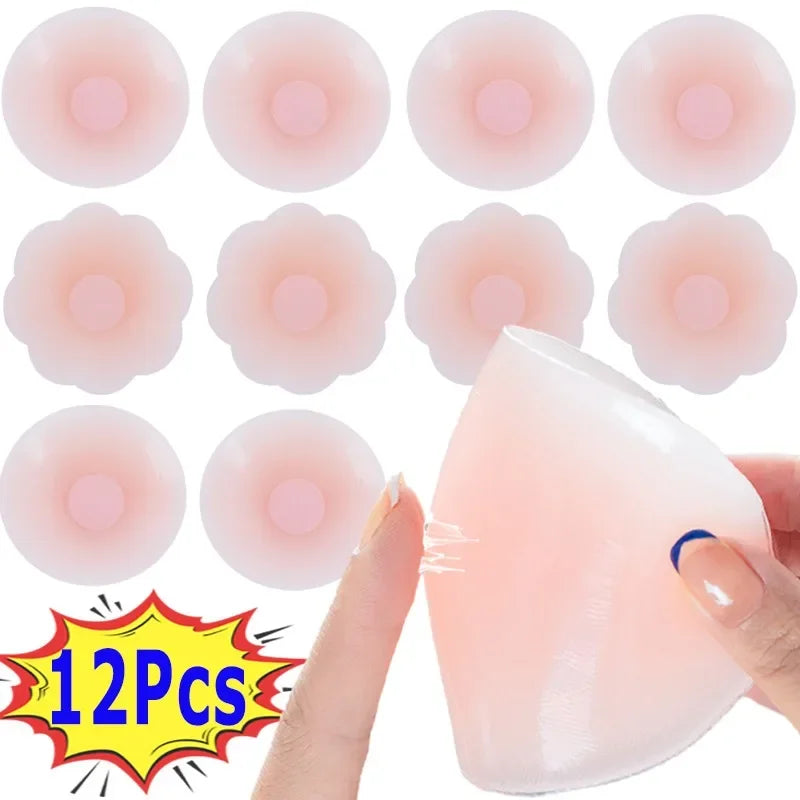 Lunivop Women Breast Petals Invisible Petal Strong Adhesive Strapless Stick on Bra Female Reusable Silicone Breast Stickers Nipple Cover