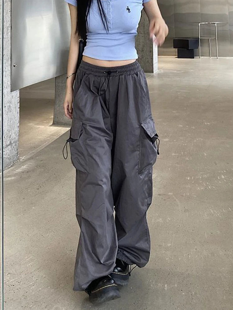 Lunivop Streetwear Hip Hop Cargo Pants Women Fashion Pockets Oversize Loose Trousers Summer Bf Korean High Waist Wide Leg Pants New