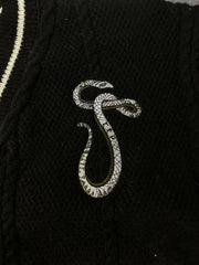 Lunivop Reputation Cardigan with Snake Star Cardigan Rep Taylor Embroidery V-Neck Button Up Knitted Sweater in Black Fall Winter