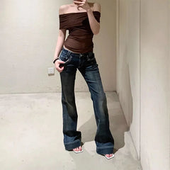 Lunivop  New Women's Denim Flared Trousers Fashion Streetwear Low-Waisted Y2K Jeans Female Versatile Vintage Slimming Cowboy Pants