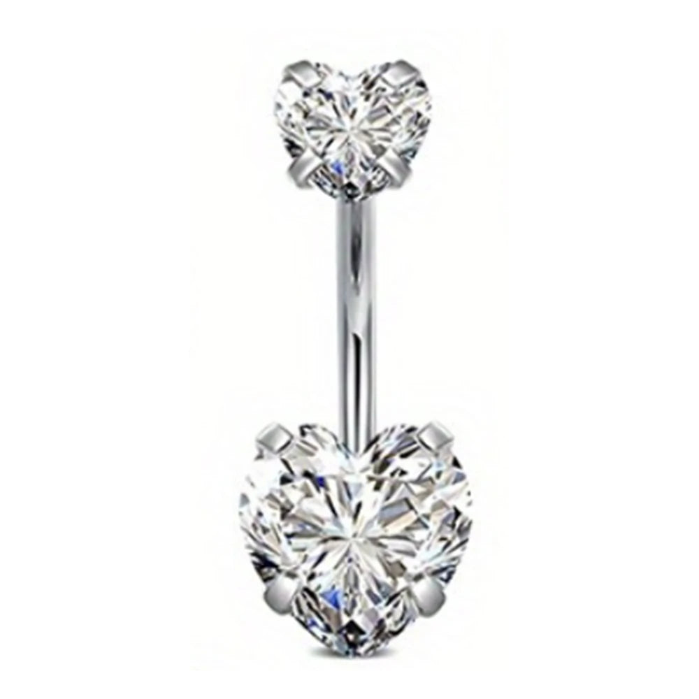 Lunivop  1pcs Belly Button Ring Dangle Stainless Steel Belly Rings 14GBelly Piercing Cute Cubic Zirconias Navel Ring Piercing Jewelry
