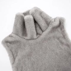 Lunivop  Women Furry Faux Fur Vests Fall Winter Turtleneck Sleeveless Warm Casual Streetwear Jackets Tops Fashion Coat Outerwear