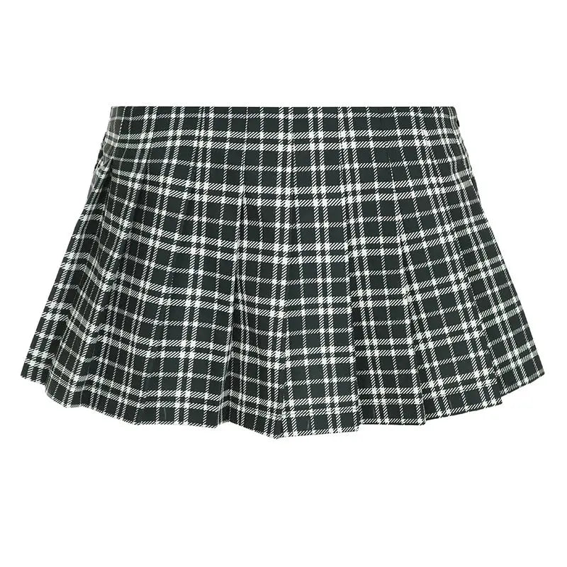 Lunivop  Y2k American Retro Low Waist Plaid Skirts New A-line Jupe Kawaii New All-match Low Waist Slim Spice Pleated Skirt Skirt