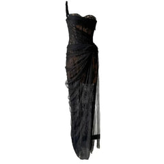 Lunivop Mesh Dress For Vacation,single Straps High Waist Long Vestido,pullover Sheer Fake Two Pieces Party Dresses