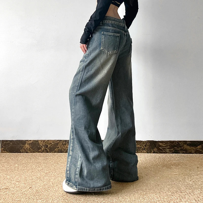 Lunivop  Baggy y2k Distressed Jeans 90s Streetwear Low Rise Vintage Loose Denim Pants Patchwork Mom Jeans Autumn Harajuku Clothing