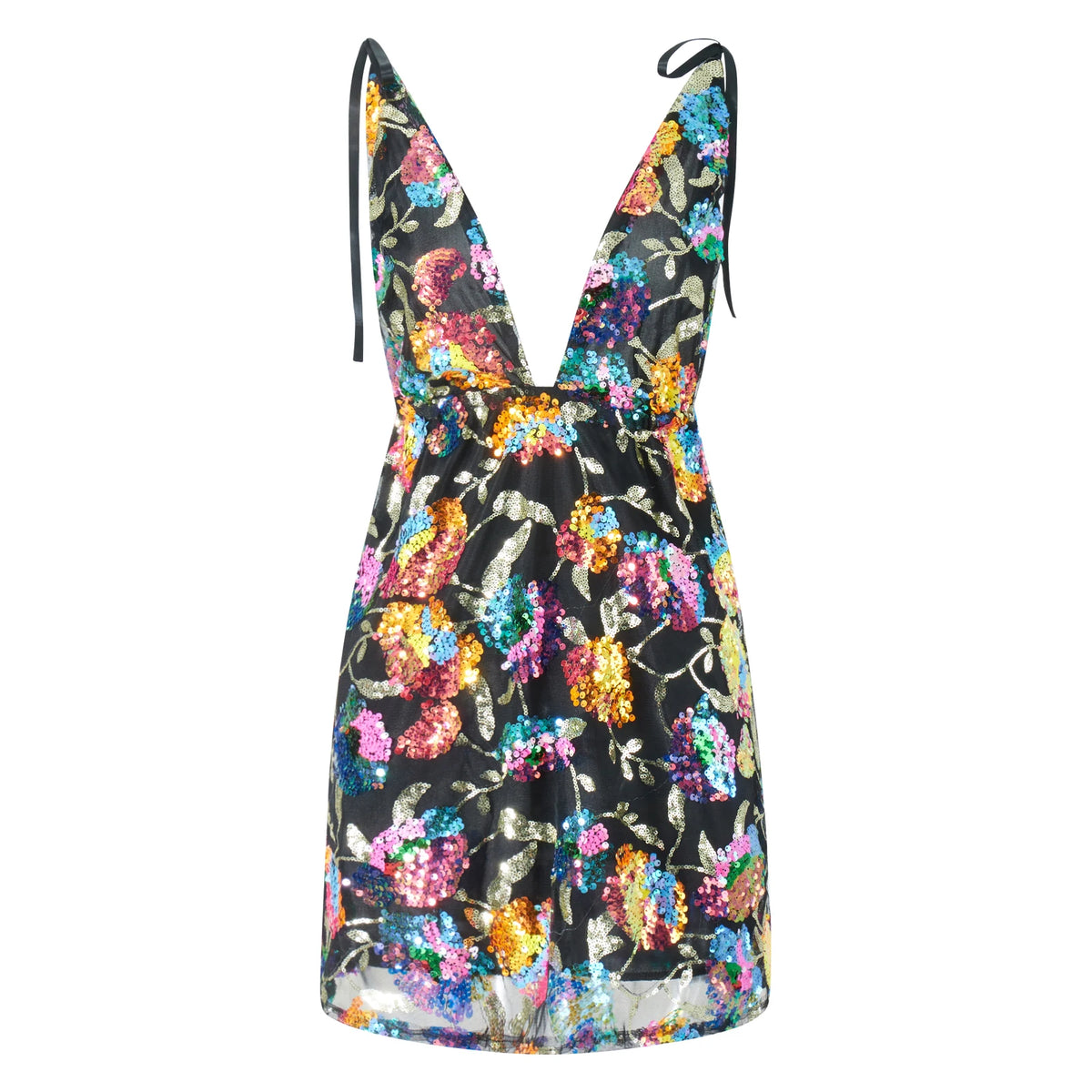 Lunivop  Sexy Women's Sparkly Floral Sequin Dress Summer Backless Low-Cut Shinny Mini Dress for Birthday Party Cocktail Clubwear Wedding