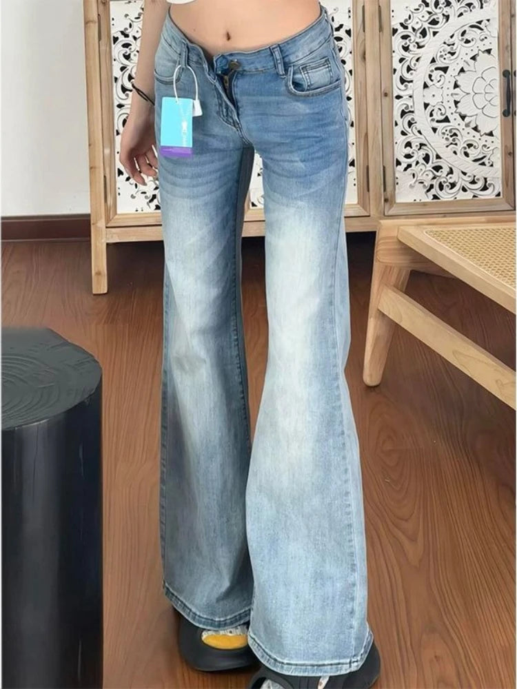 Lunivop  Y2K Streetwear high Waist Jeans Women new Korean Fashion Slim Fit Denim Flares Pants Lady Vintage Casual Flare Wide Leg Trousers