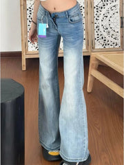 Lunivop  Y2K Streetwear high Waist Jeans Women new Korean Fashion Slim Fit Denim Flares Pants Lady Vintage Casual Flare Wide Leg Trousers