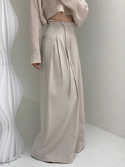 Lunivop Vintage Women Wide Leg Pants Shirring Lace-up Loose Versatile 2025 New Autumn Female High Waist Fashion Trousers 17G7456